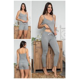 MyBen 75009 Gri Kadın Pijama Takımı