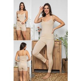 MyBen 75014 Krem Kadın Pijama Takımı