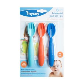 Mycey Bebek Mavi 6 Parça Çatal Kaşık Seti