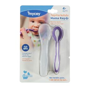 Mycey Mor Taşıma Kutulu Mama Kaşığı
