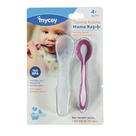 Mycey Pembe Taşıma Kutulu Yumuşak Uçlu Mama Kaşığı