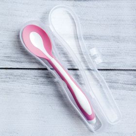 Mycey Pembe Taşıma Kutulu Yumuşak Uçlu Mama Kaşığı