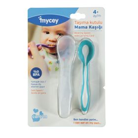 Mycey Yeşil Taşıma Kutulu Mama Kaşığı