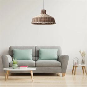 Mylamp Merve Krem & Açık Kahverengi 34X22 Cm Rattan Sarkıt Lamba