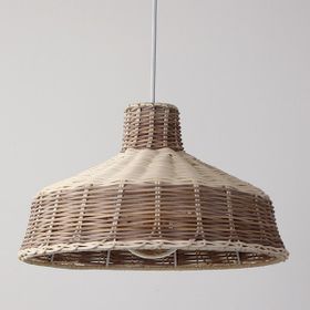 Mylamp Merve Krem & Açık Kahverengi 34X22 Cm Rattan Sarkıt Lamba