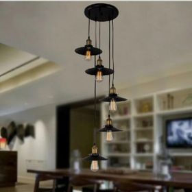 Mylights Beşli Retro Rustik Galeri Boşluğu Yüksek Tavan Avize