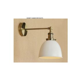 Mylights Retro Rustik Mafsalı Hareketli Duvarlambası Beyaz Başlık Aplik