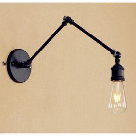 Mylights Retro Rustik Mat Siyah Metal Akrobat Okuma Lambası Aplik