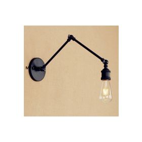 Mylights Retro Rustik Mat Siyah Metal Akrobat Okuma Lambası Aplik