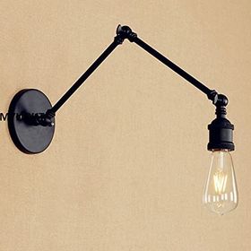 Mylights Retro Rustik Mat Siyah Metal Akrobat Okuma Lambası Aplik