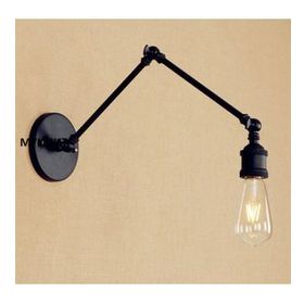 Mylights Retro Rustik Mat Siyah Metal Akrobat Okuma Lambası Aplik