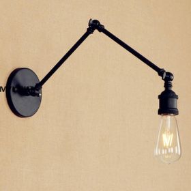 Mylights Retro Rustik Mat Siyah Metal Akrobat Okuma Lambası Aplik