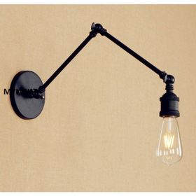 Mylights Retro Rustik Mat Siyah Metal Akrobat Okuma Lambası Aplik