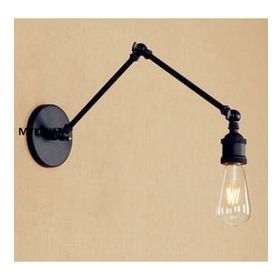 Mylights Retro Rustik Mat Siyah Metal Akrobat Okuma Lambası Aplik