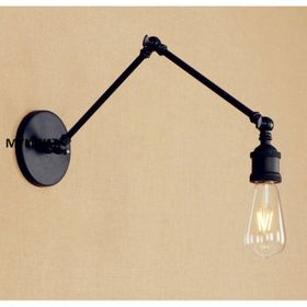 Mylights Retro Rustik Mat Siyah Metal Akrobat Okuma Lambası Aplik