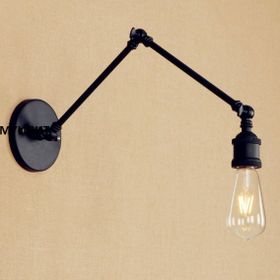 Mylights Retro Rustik Mat Siyah Metal Akrobat Okuma Lambası Aplik