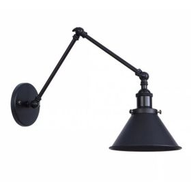 Mylights Retro Rustik Mat Siyah Üç Mafsalı Akrobat Duvar Lambası Aplik