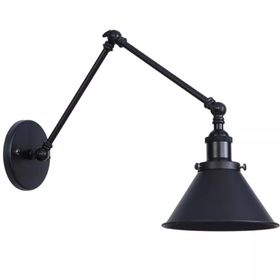 Mylights Retro Rustik Mat Siyah Üç Mafsalı Akrobat Duvar Lambası Aplik