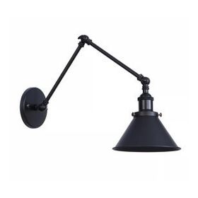 Mylights Retro Rustik Mat Siyah Üç Mafsalı Akrobat Duvar Lambası Aplik