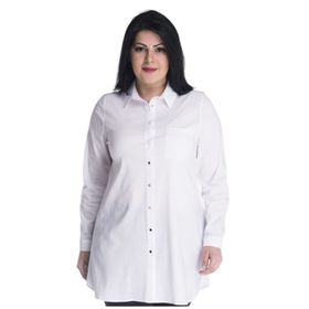 Myline 13350-M Beyaz Arka Beden Baskılı Kadın Gömlek