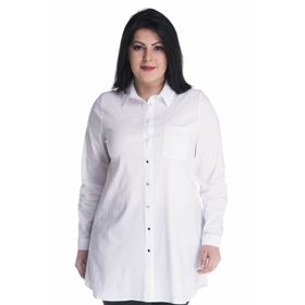 Myline 13350-M Beyaz Arka Beden Baskılı Kadın Gömlek