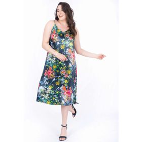 Myline 34438 Siyah İp Askılı Saten Kadın Elbise