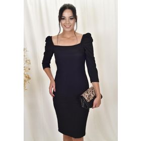 Myline 34777 Siyah Kare Yaka Kadın Elbise