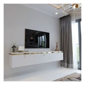 Myniture Home & Living G6117-1 Duvara Monte Gold Üçgen Kulp Beyaz Tv Ünitesi
