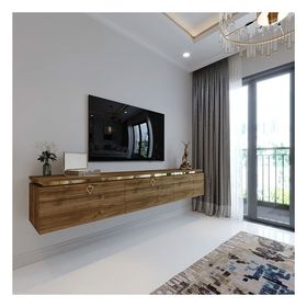Myniture Home & Living G6117-2 Duvara Monte Gold Üçgen Kulp Ceviz Tv Ünitesi