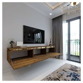 Myniture Home & Living G6117-2 Duvara Monte Gold Üçgen Kulp Ceviz Tv Ünitesi