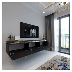 Myniture Home & Living G6117-4 Duvara Monte Gold Üçgen Kulp Antrasit Tv Ünitesi