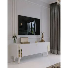 Myniture Home & Living G6302-1 Beyaz Gold Minifiks Bağlantı Dişaridan Vida Gözükmez 120 cm Tv Sehpası
