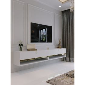 Myniture Home & Living Q6301-1 Beyaz Gold Duvara Monte Tv Sehpası
