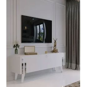Myniture Home & Living S6302-1 Beyaz Gümüş Minifiks Bağlantı 120 cm Tv Sehpası
