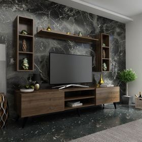 Myniture Q7809-2 Ceviz Ideal Duvar Raflı Tv Ünitesi
