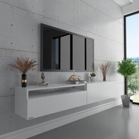 Myniture S6110-1 Beyaz Duvara Monte Tv Sehpası