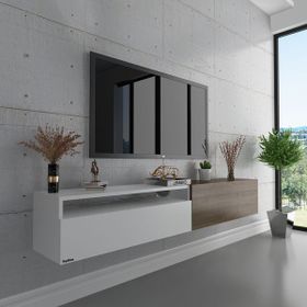 Myniture S6110-5 Beyaz Ceviz Duvara Monte Tv Sehpası
