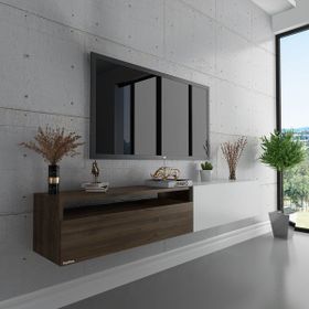 Myniture S6110-6 Ceviz Beyaz Duvara Monte Tv Sehpası