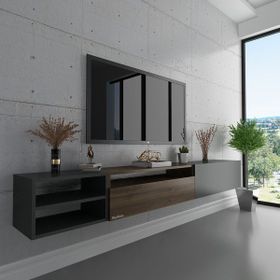Myniture S6111-8 Antrasit Ceviz Antrasit Duvara Monte Tv Sehpası