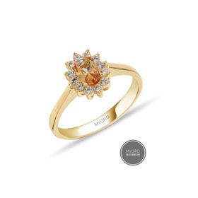 MYOROGOLD 14 Ayar Zultanit Renk Değiştiren Oval Taşlı Altın Yüzük