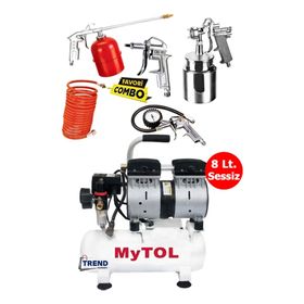 Mytol 8 lt Süper Sessiz Yağsız Hava Kompresörü ve Havalı Alet Seti