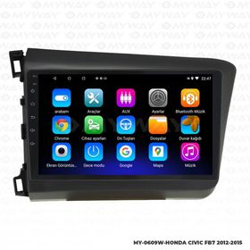 Myway Honda Civic Fb7 Android 12 Kablosuz Carplay Navigasyon Multimedya Ekran