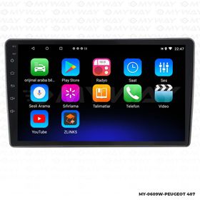 Myway Peugeot 407 Android 12 Kablosuz Carplay Navigasyon Multimedya Ekran Teyp