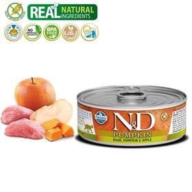 N & D Tahılsız Balkabaklı Yaban Domuzu Elmalı 80 gr Kedi Konservesi