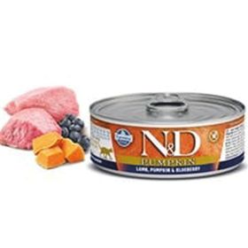 N & D Tahılsız Kuzu Etli Balkabaklı ve Yaban Mersinli 80 gr Yaş Yetişkin Kedi Maması