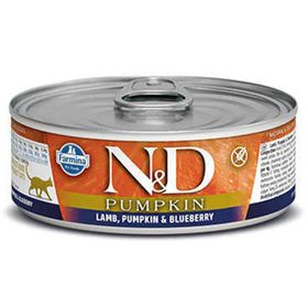 N & D Tahılsız Kuzu Etli Balkabaklı ve Yaban Mersinli 80 gr Yaş Yetişkin Kedi Maması