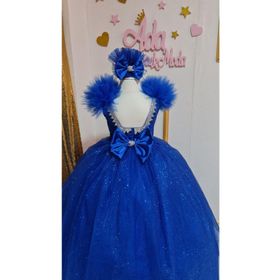 Na Addesign Saks Mavisi Tüllü Kabarık Özel Tasarım Prenses Saks Mavisi 8-7 Yaş Kız Çocuk Elbisesi