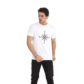 Naglita 118 Compass Regular Beyaz Erkek T-Shirt