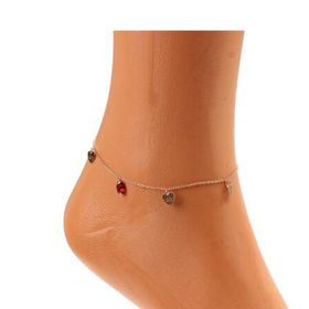 Najm Al Sahra 925 Ayar Gümüş Damla Yakut Taşlı Kalp Sonsuzluk Modeli Halhal