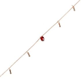Najm Al Sahra 925 Ayar Gümüş Garnet Taşlı Minik Sonsuzluk Modeli Halhal